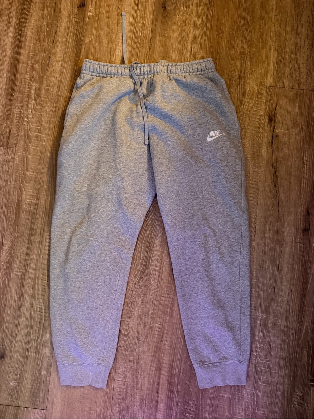 Men’s Nike Light Gray Fleece Joggers with Logo